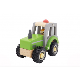 Wooden Tractor with Rubber Wheels - Green